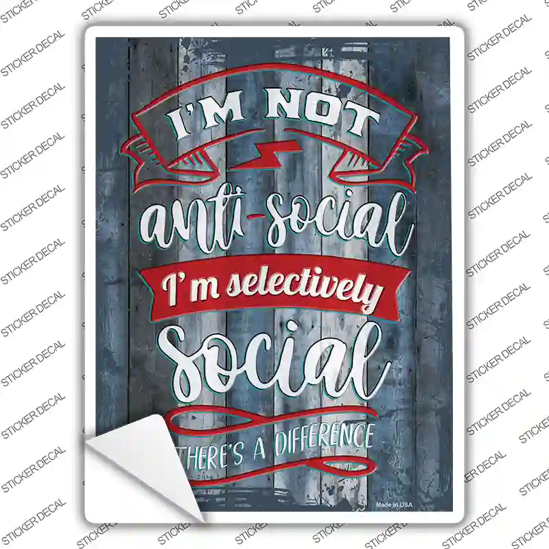 Selectively Social Novelty Rectangular Sticker Decal