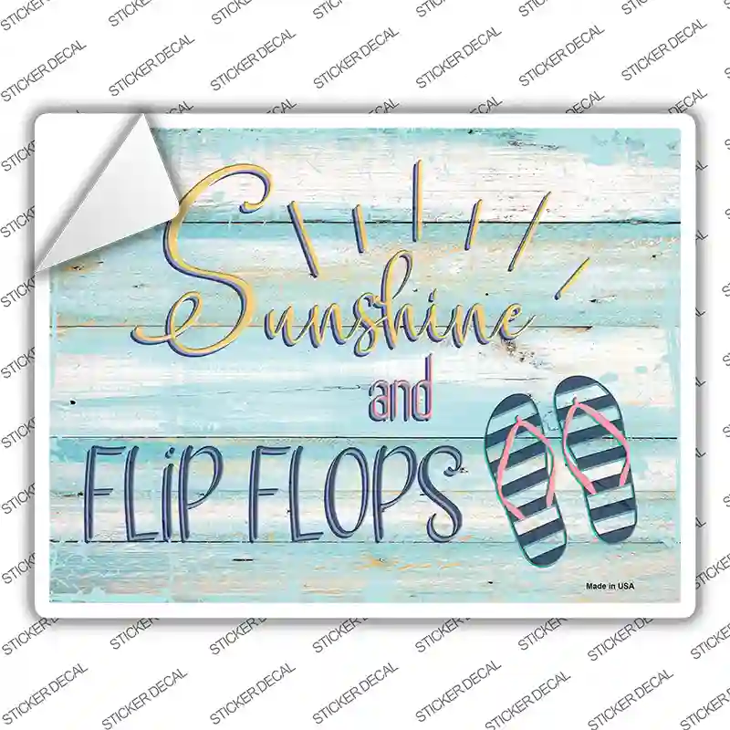 Sunshine And Flip Flops Novelty Rectangular Sticker Decal