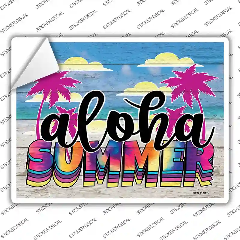 Aloha Summer Tie Dye Novelty Rectangle Sticker Decal