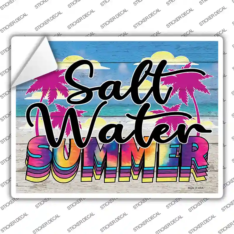Salt Water Summer Tie Dye Novelty Rectangle Sticker Decal