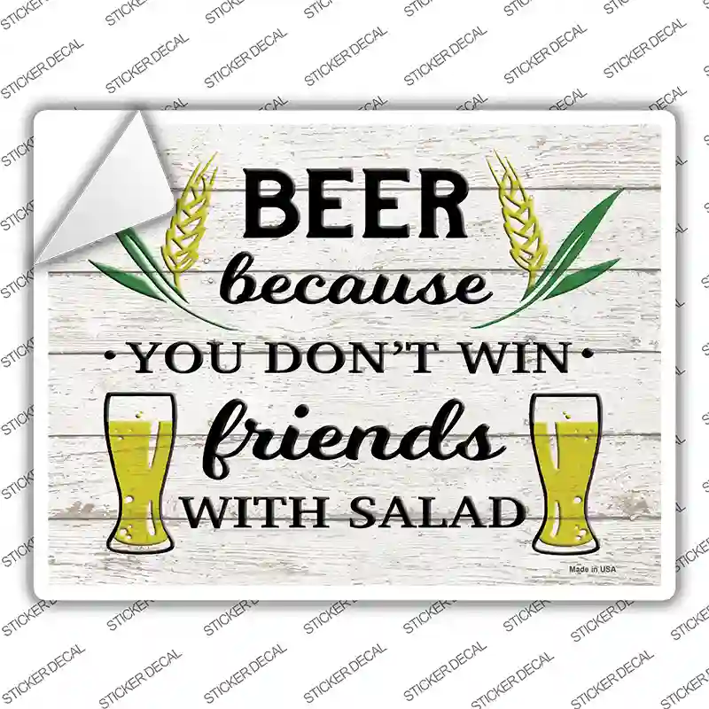 Win Friends With Salad Novelty Rectangle Sticker Decal