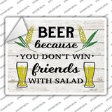 Win Friends With Salad Novelty Rectangle Sticker Decal