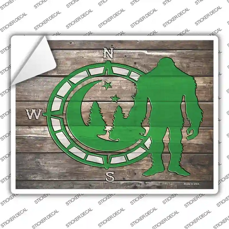 Bigfoot Compass Novelty Rectangle Sticker Decal