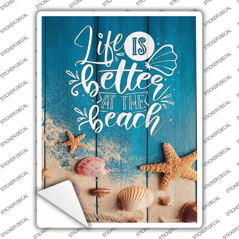 Life Is Better At The Beach Seashells Novelty Rectangle Sticker Decal