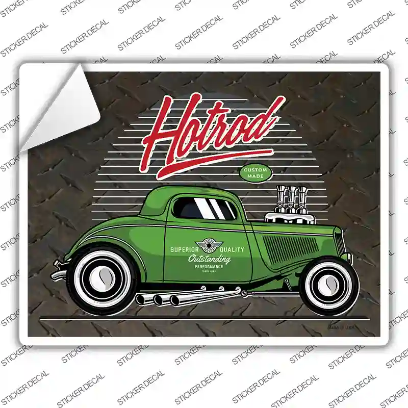 Green Hotrod Novelty Rectangle Sticker Decal