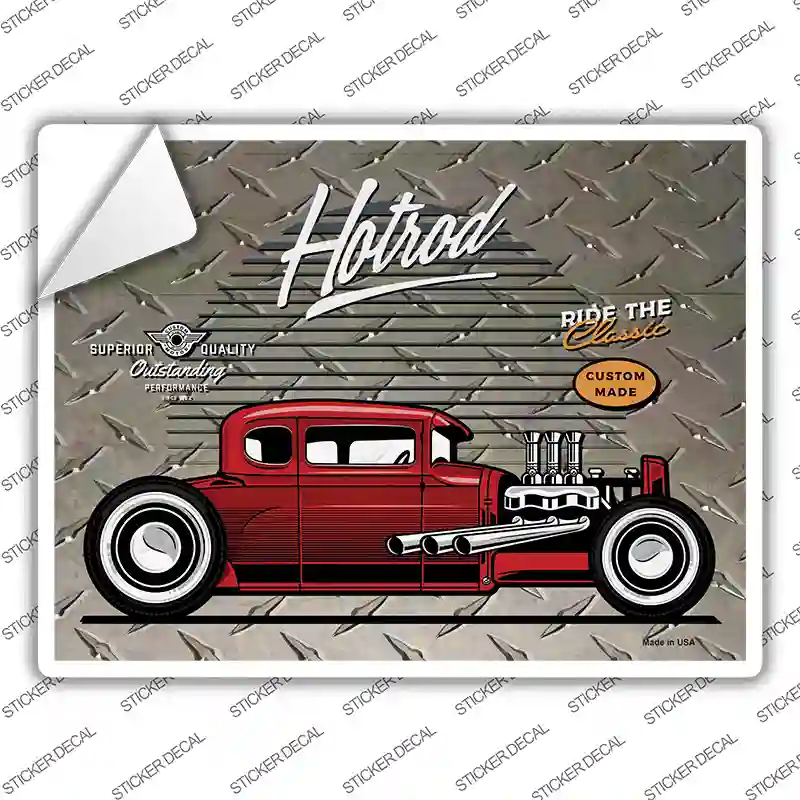 Red Hotrod Novelty Rectangle Sticker Decal
