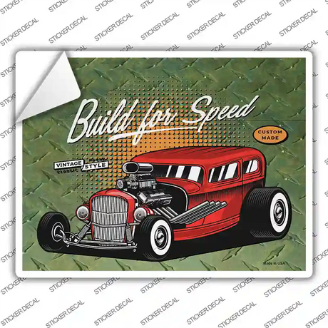 Build For Speed Red Hotrod Novelty Rectangle Sticker Decal