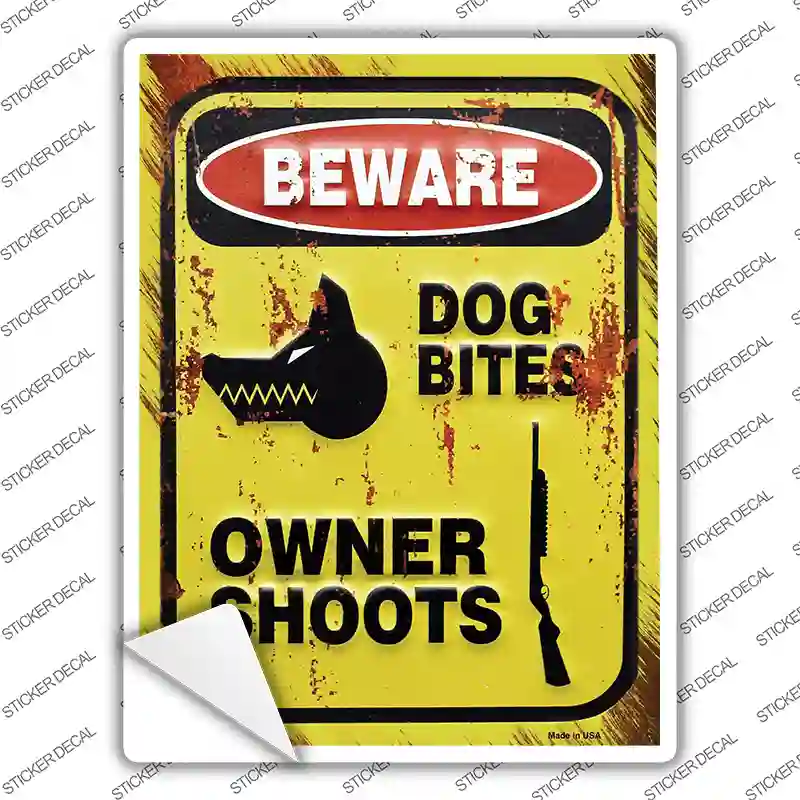 Beware Dog Bites Novelty Rectangle Sticker Decal
