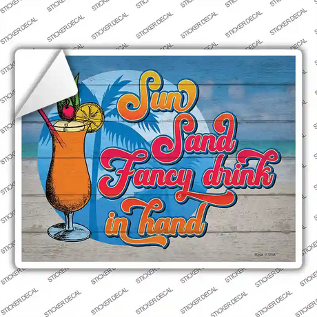 Sun Sand Fancy Drinks Novelty Rectangle Sticker Decal