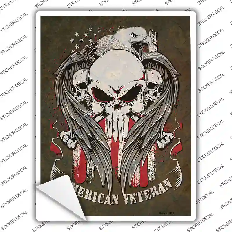 Skulls American Veteran Novelty Rectangle Sticker Decal