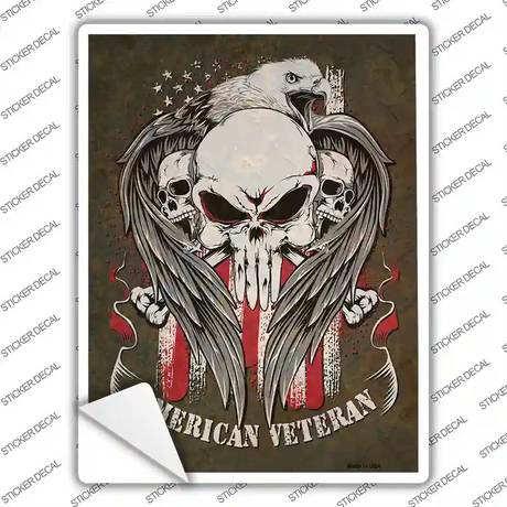 Skulls American Veteran Novelty Rectangle Sticker Decal