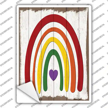 Rainbow With Heart Novelty Rectangle Sticker Decal