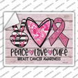 Peace Love Cure Breast Cancer Novelty Rectangle Sticker Decal
