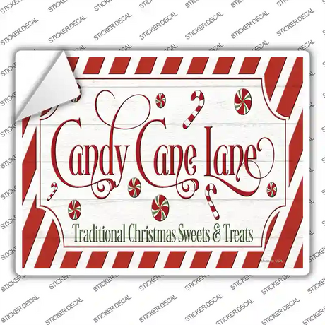 Candy Cane Lane Novelty Rectangle Sticker Decal