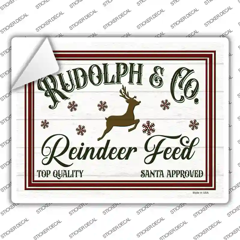 Rudolph and Co Reindeer Feed Novelty Rectangle Sticker Decal