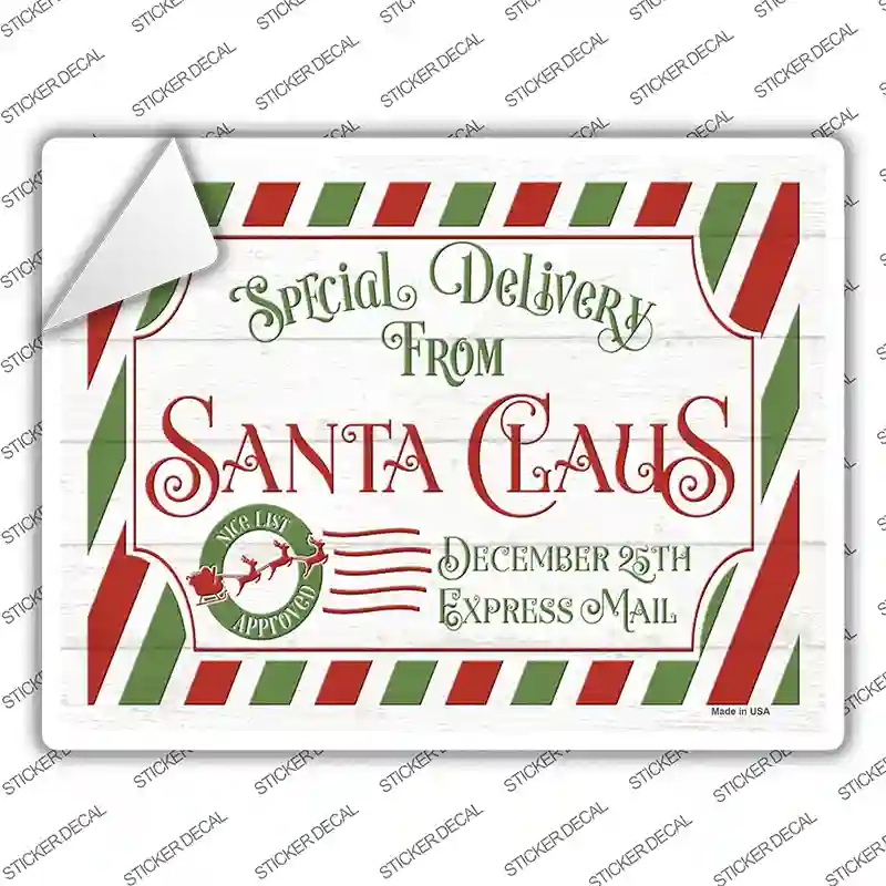 Santa Claus Delivery Novelty Rectangle Sticker Decal