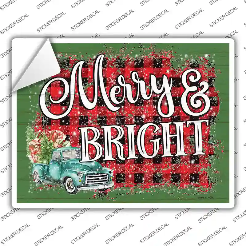 Merry and Bright Novelty Rectangle Sticker Decal