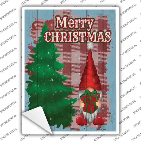 Merry Christmas Red Gnome Novelty Rectangle Sticker Decal
