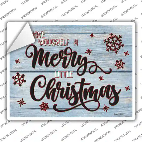 Merry Little Christmas Blue Novelty Rectangle Sticker Decal
