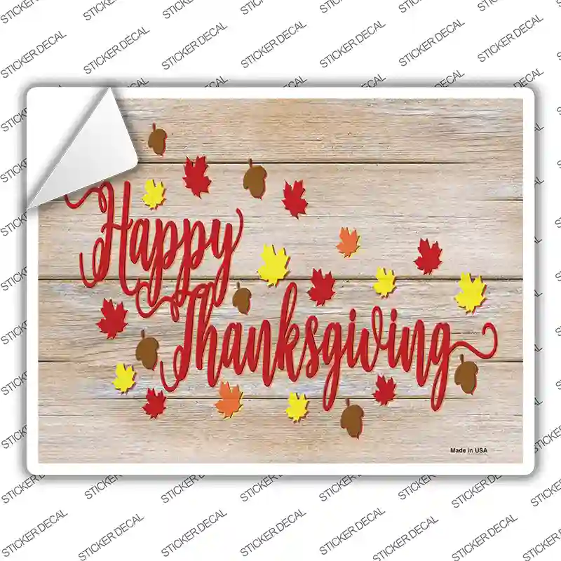 Happy Thanksgiving Leaves Novelty Rectangle Sticker Decal