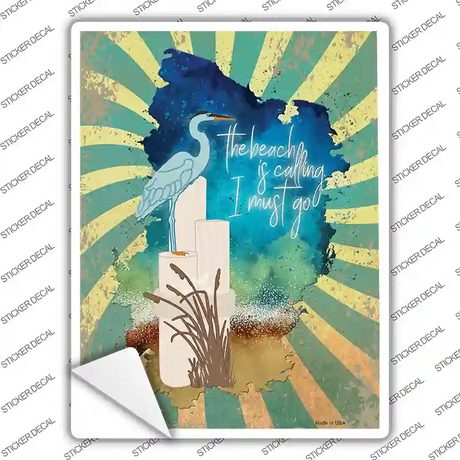 The Beach is Calling I Must Go Novelty Rectangle Sticker Decal