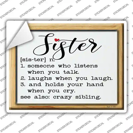 Sister Definition Novelty Rectangle Sticker Decal