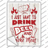 Drink Beer and Smoke Meat Novelty Rectangle Sticker Decal