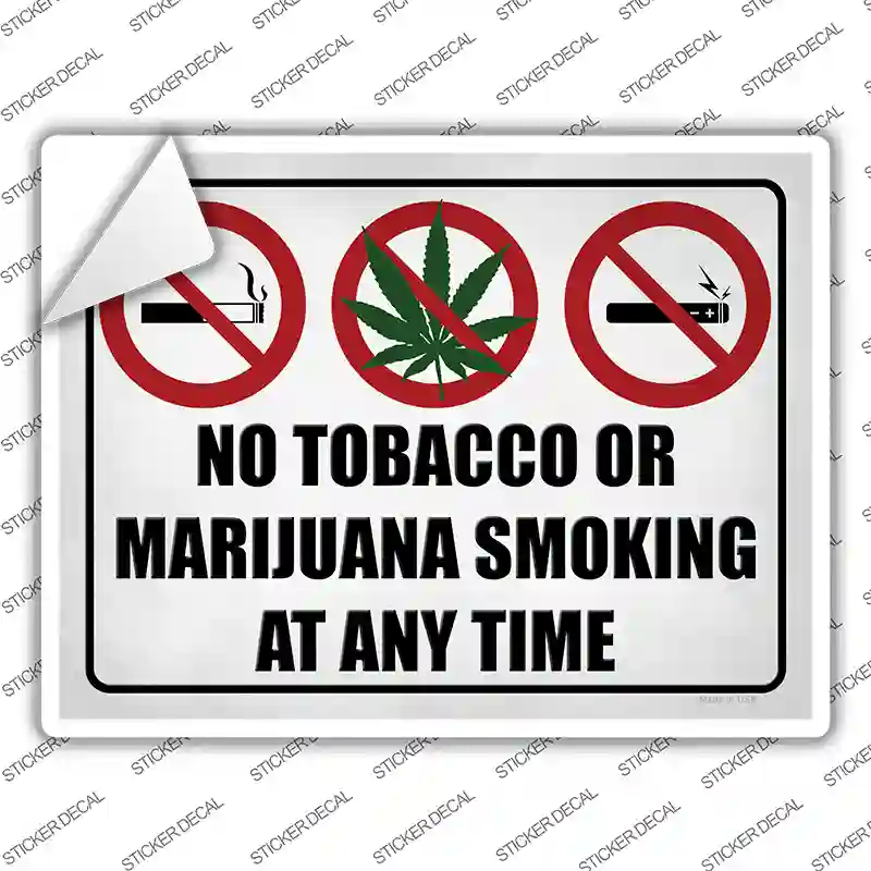 No Tobacco or Marijuana Smoking Novelty Rectangle Sticker Decal
