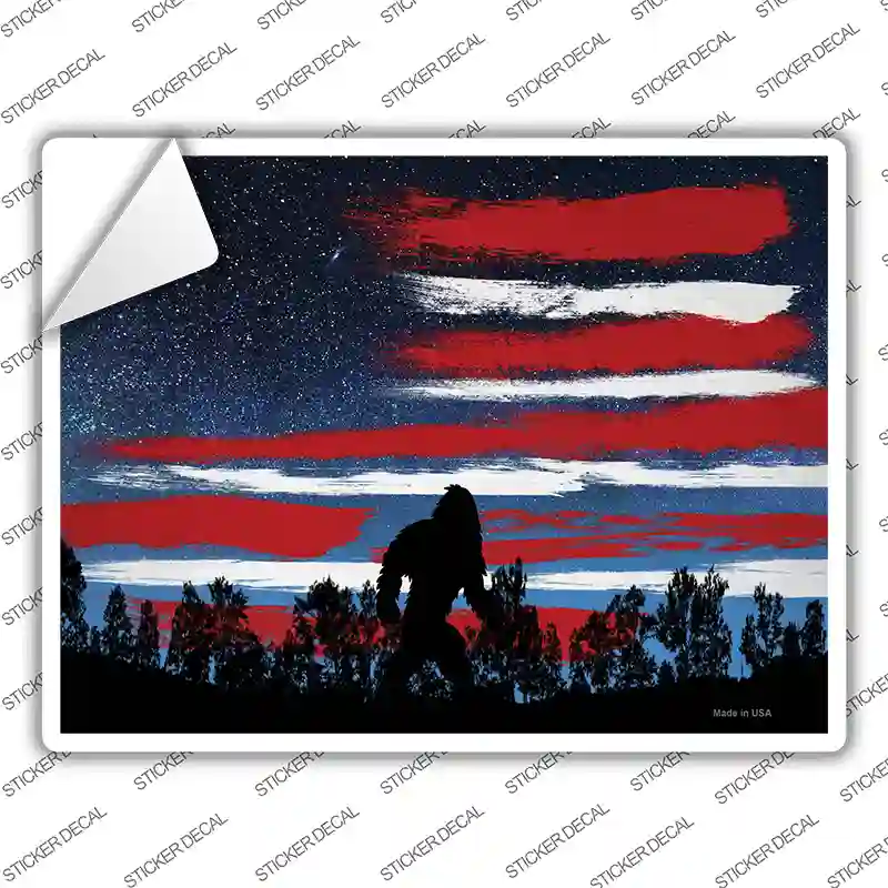 Bigfoot American Flag Novelty Rectangle Sticker Decal