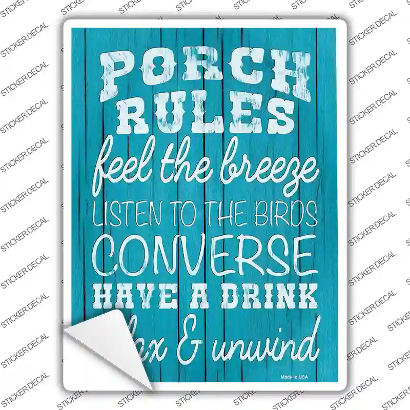 Porch Rules Novelty Rectangle Sticker Decal