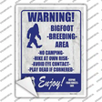 Warning Bigfoot Breading Area Novelty Rectangle Sticker Decal
