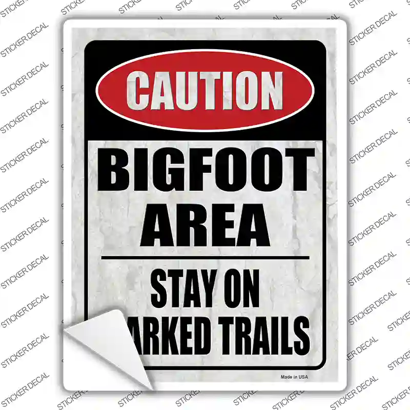 Caution Bigfoot Area Novelty Rectangle Sticker Decal