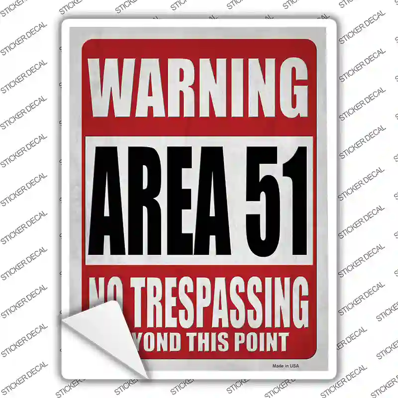 Warning Area 51 Novelty Rectangle Sticker Decal
