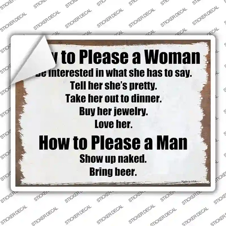 How to Please a Woman Novelty Rectangle Sticker Decal