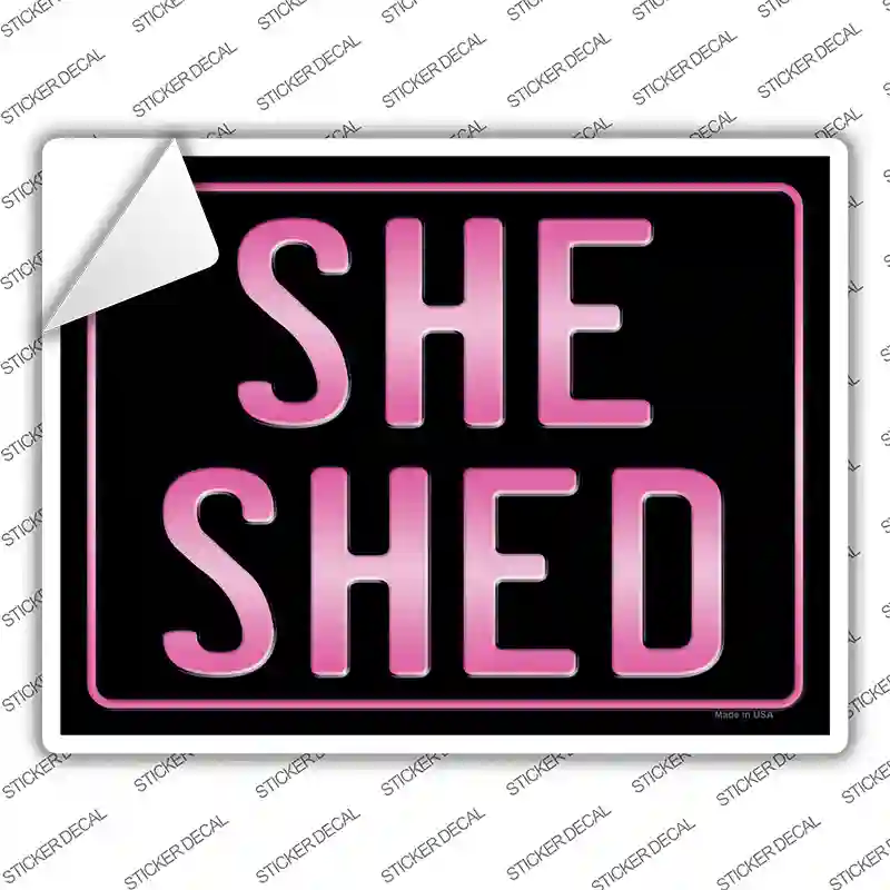 She Shed Pink Novelty Rectangle Sticker Decal