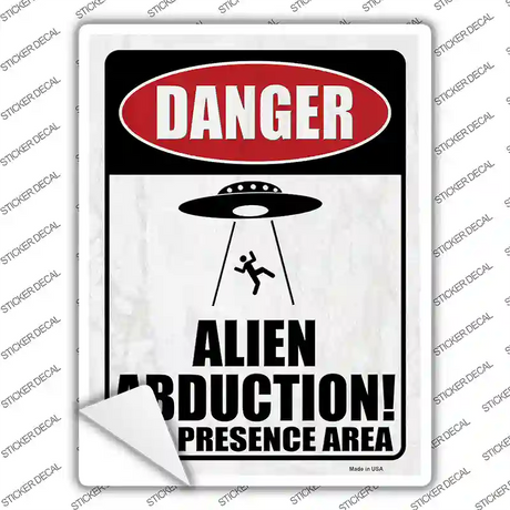 Alien Abduction Person Novelty Rectangle Sticker Decal