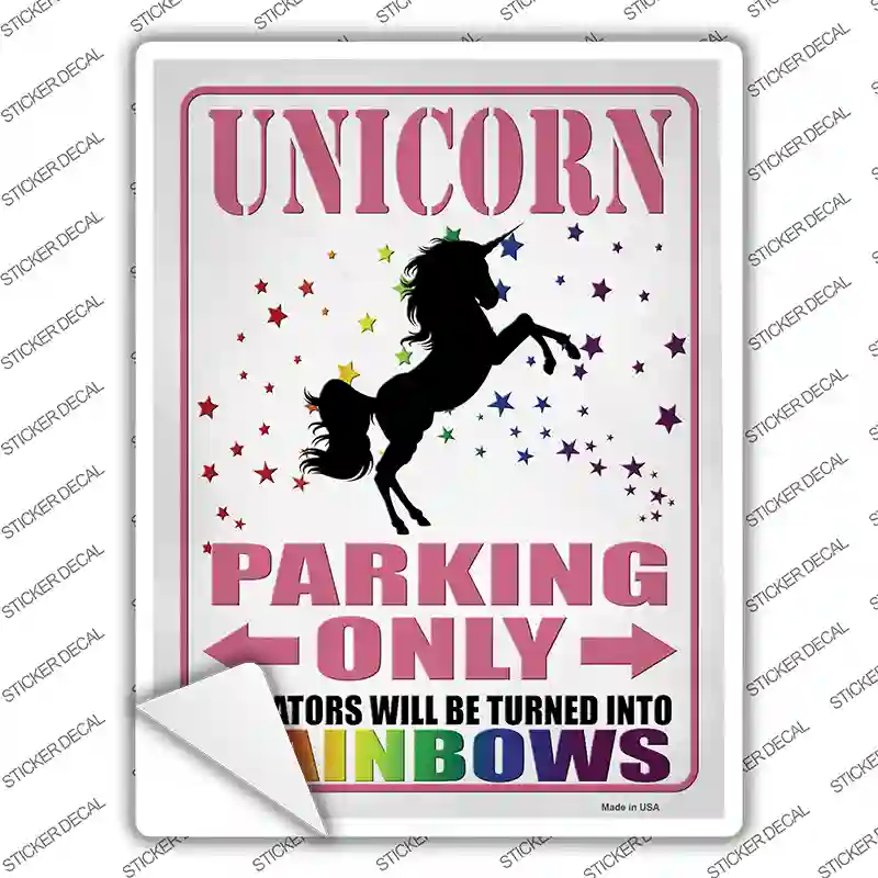 Unicorn Parking Only Pink Novelty Rectangular Sticker Decal