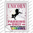 Unicorn Parking Only Pink Novelty Rectangular Sticker Decal