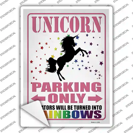 Unicorn Parking Only Pink Novelty Rectangular Sticker Decal