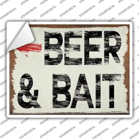 Beer and Bait Left Novelty Rectangular Sticker Decal