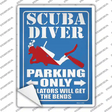 Scuba Diver Parking Only Novelty Rectangular Sticker Decal