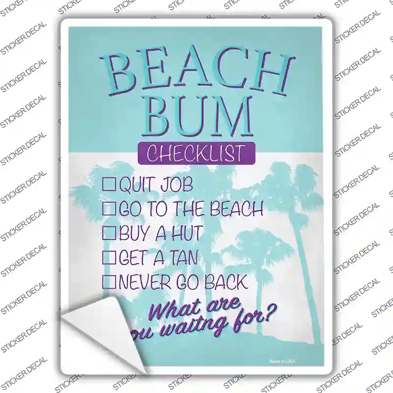 Beach Bum Checklist Novelty Rectangle Sticker Decal