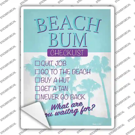 Beach Bum Checklist Novelty Rectangle Sticker Decal