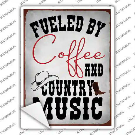 Coffee And Country Music Novelty Rectangle Sticker Decal