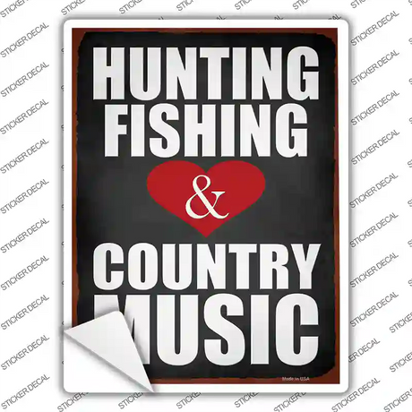 Hunting Fishing Country Music Novelty Rectangle Sticker Decal
