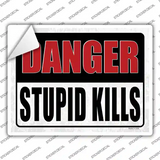 Danger Stupid Kills Novelty Rectangle Sticker Decal