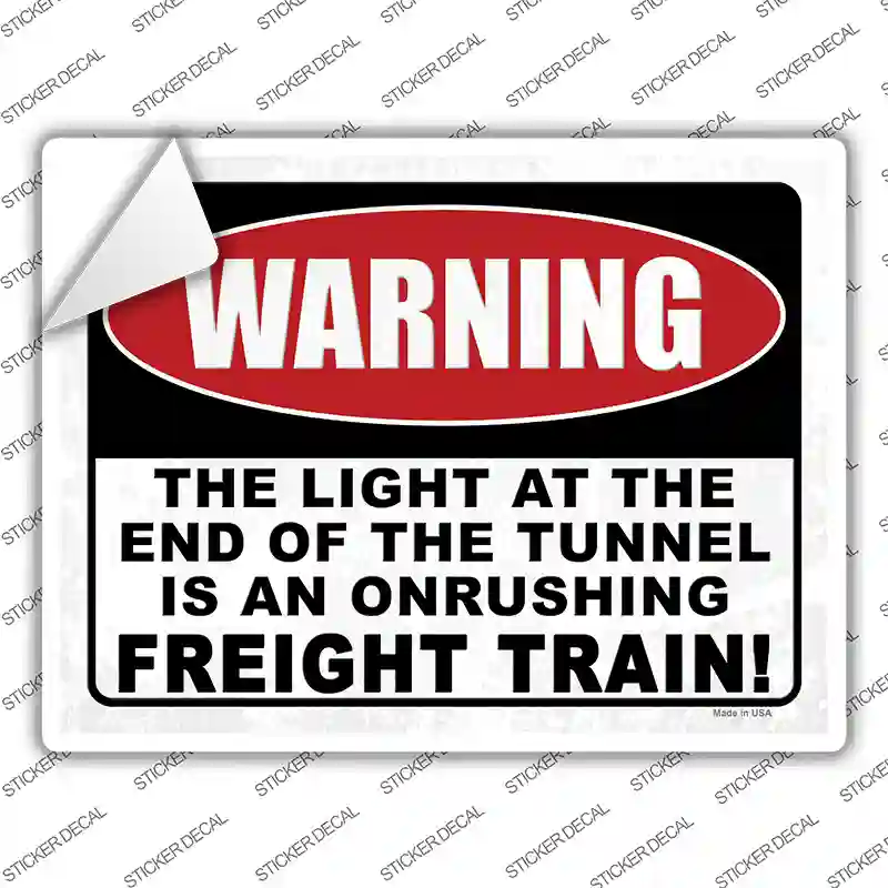 Warning Light At End Of Tunnel Novelty Rectangle Sticker Decal