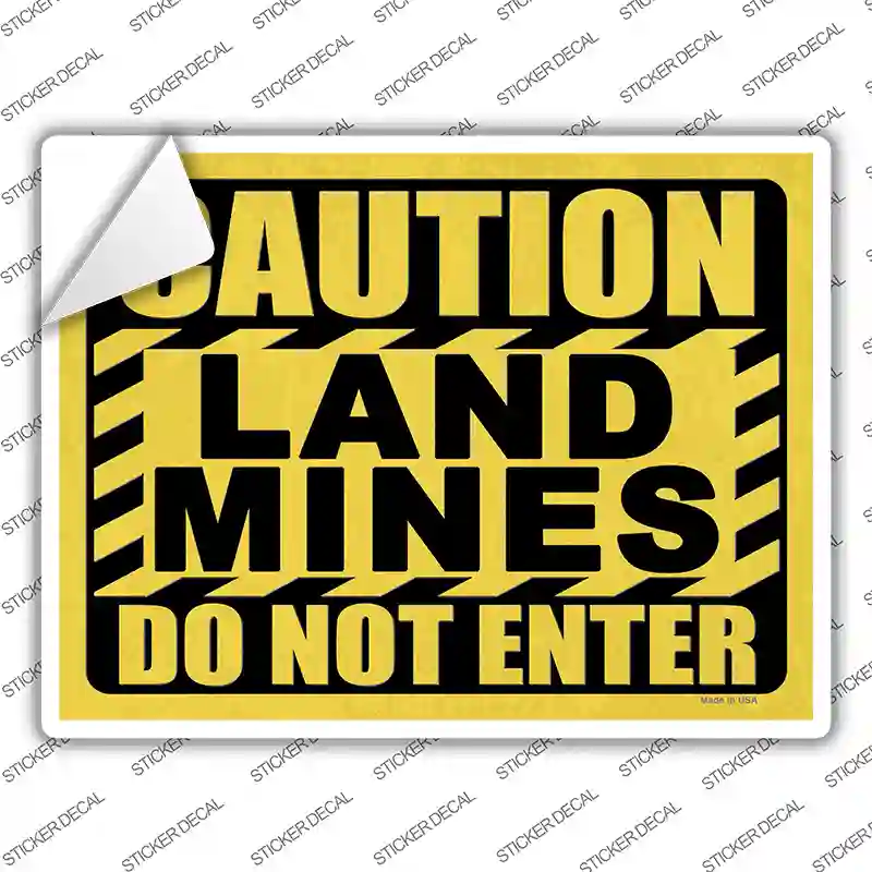 Caution Land Mines Novelty Rectangle Sticker Decal