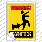 Beware of Dog Yellow Novelty Rectangular Sticker Decal
