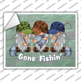 Gone Fishing Three Camo Gnomes Novelty Rectangle Sticker Decal